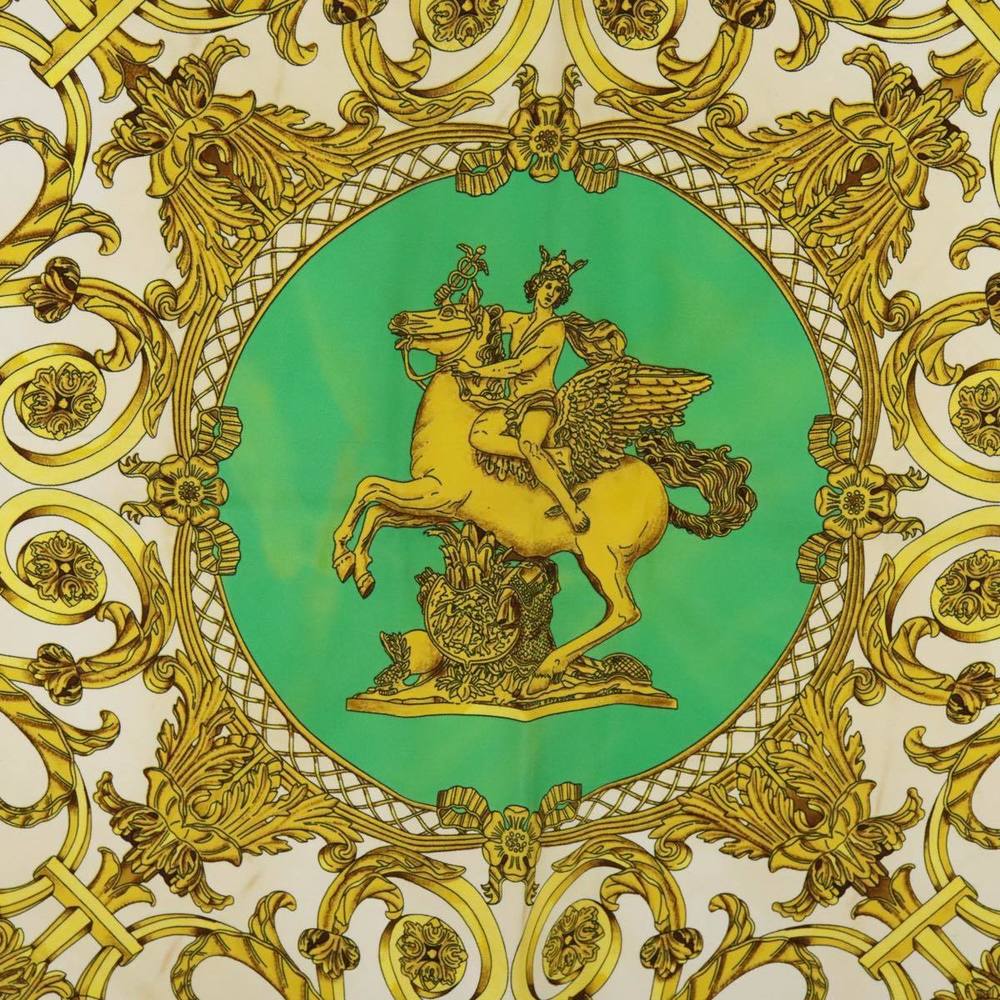 HERMES Carre 90 Scarf ""LES TUILERIES"" Silk Green Yellow Auth 99949 - Picture 7 of 16